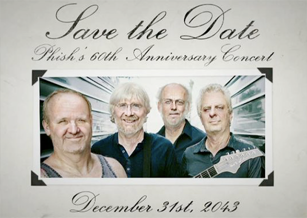 Phish Save the Date poster, 60th Anniversary Concert, December 31, 2043